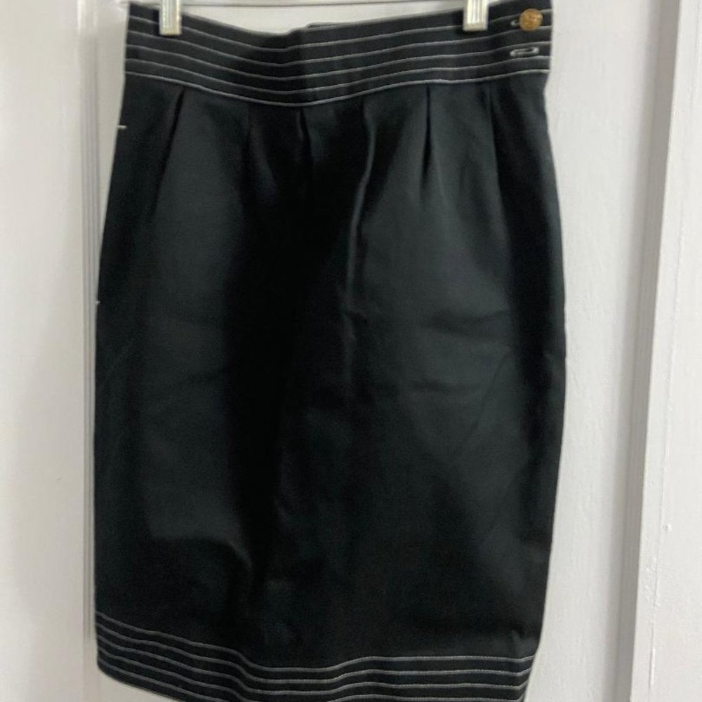 Fendi Black 100% Cotton, Lined Skirt, Size 42